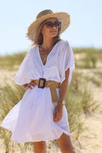 Robe blanche légère voile de coton haut dentelle